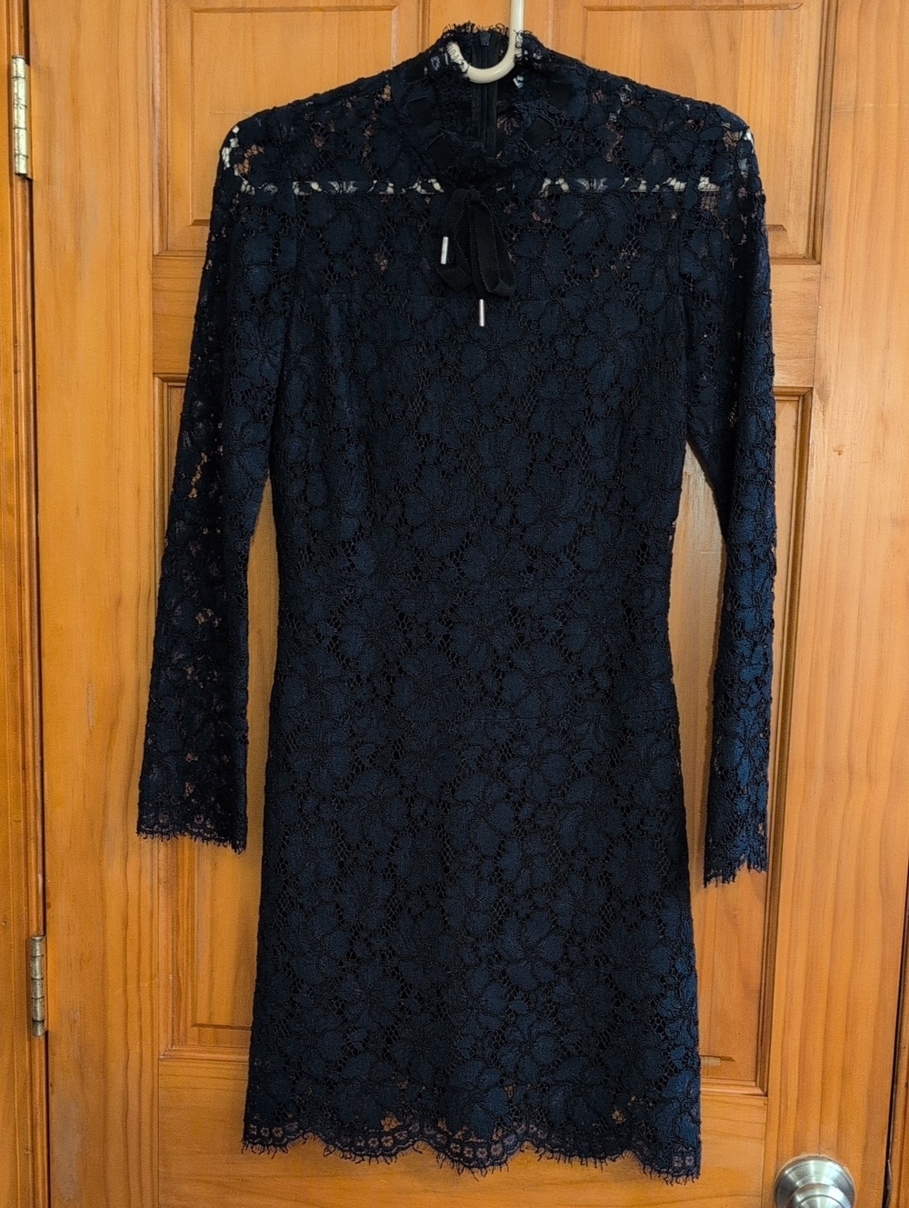 Black Lace Long-Sleeve Mini Dress
